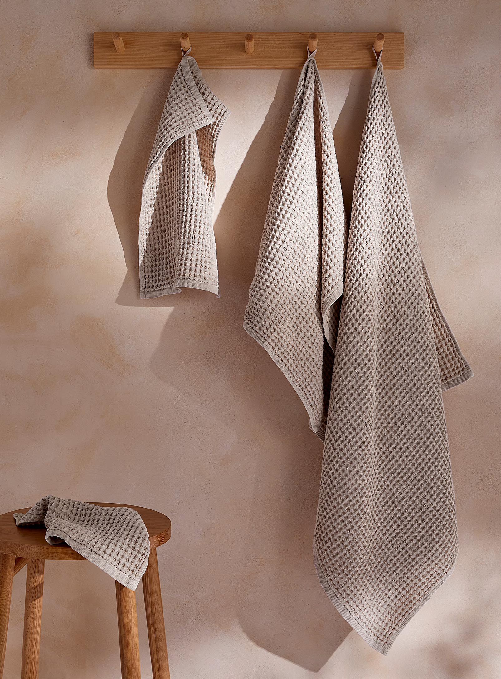 Simons Maison Waffled Towels In Cream Beige