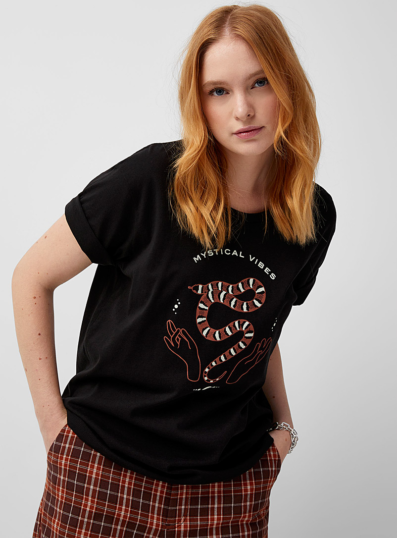 Twik Black Accent print T-shirt for women