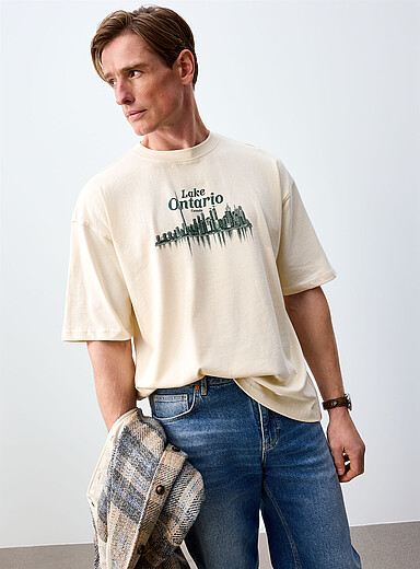 Le 31 Ivory/Cream Beige Lake Ontario T-shirt for men