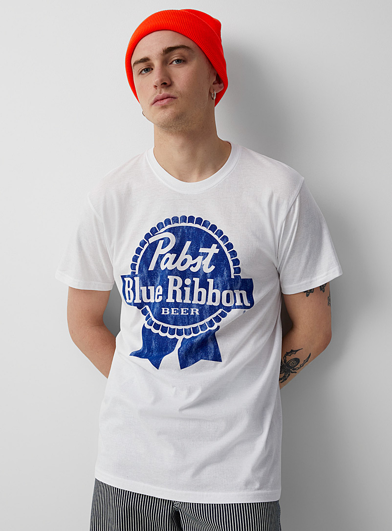 Djab: Le t-shirt Pabst Blue Ribbon Blanc pour homme