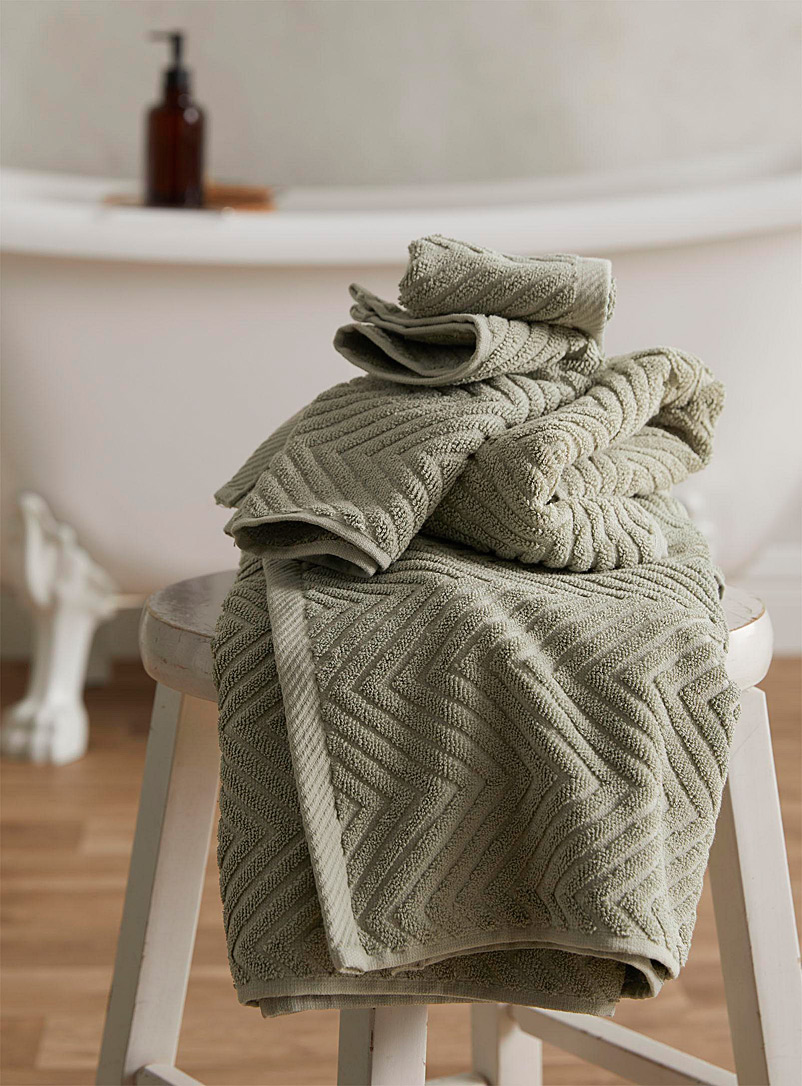 Simons Maison: Les serviettes rayures chevrons Vert sauge