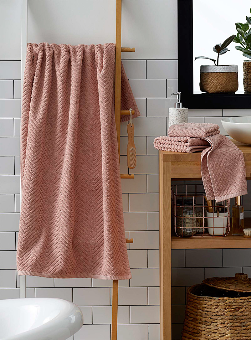 Simons Maison Pink Chevron stripe towels
