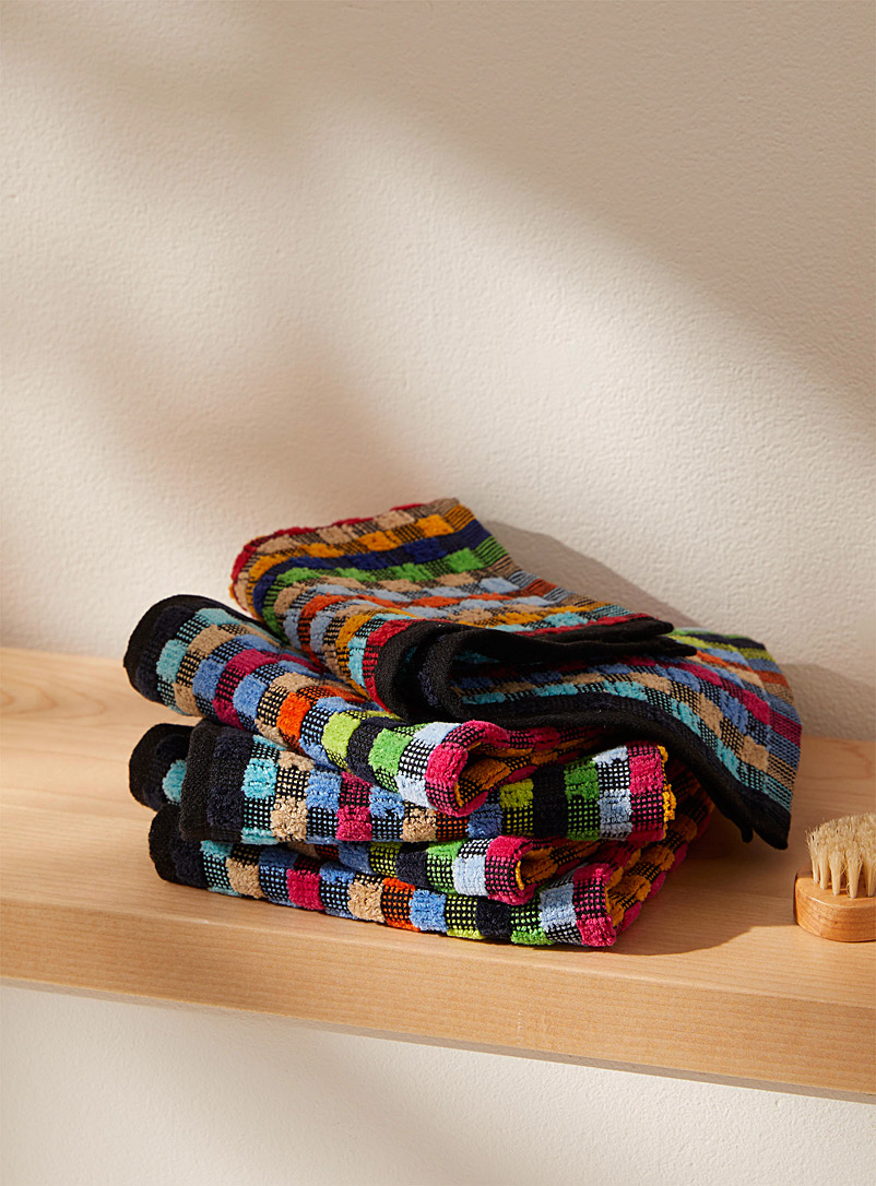 Multicoloured Checkered Facecloths Set Of 5