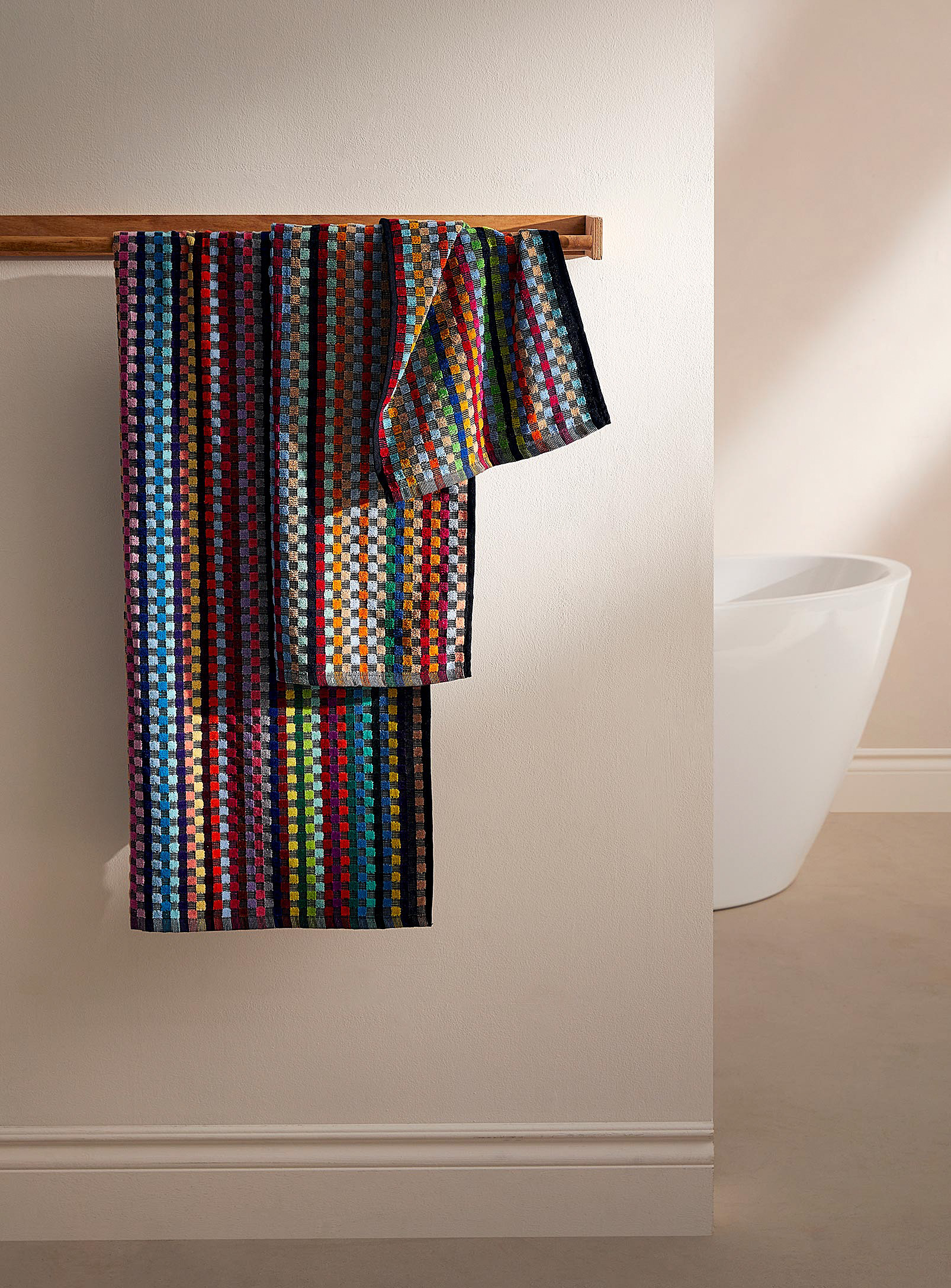 Simons Maison Multicoloured Checkered Bath Sheet In Assorted