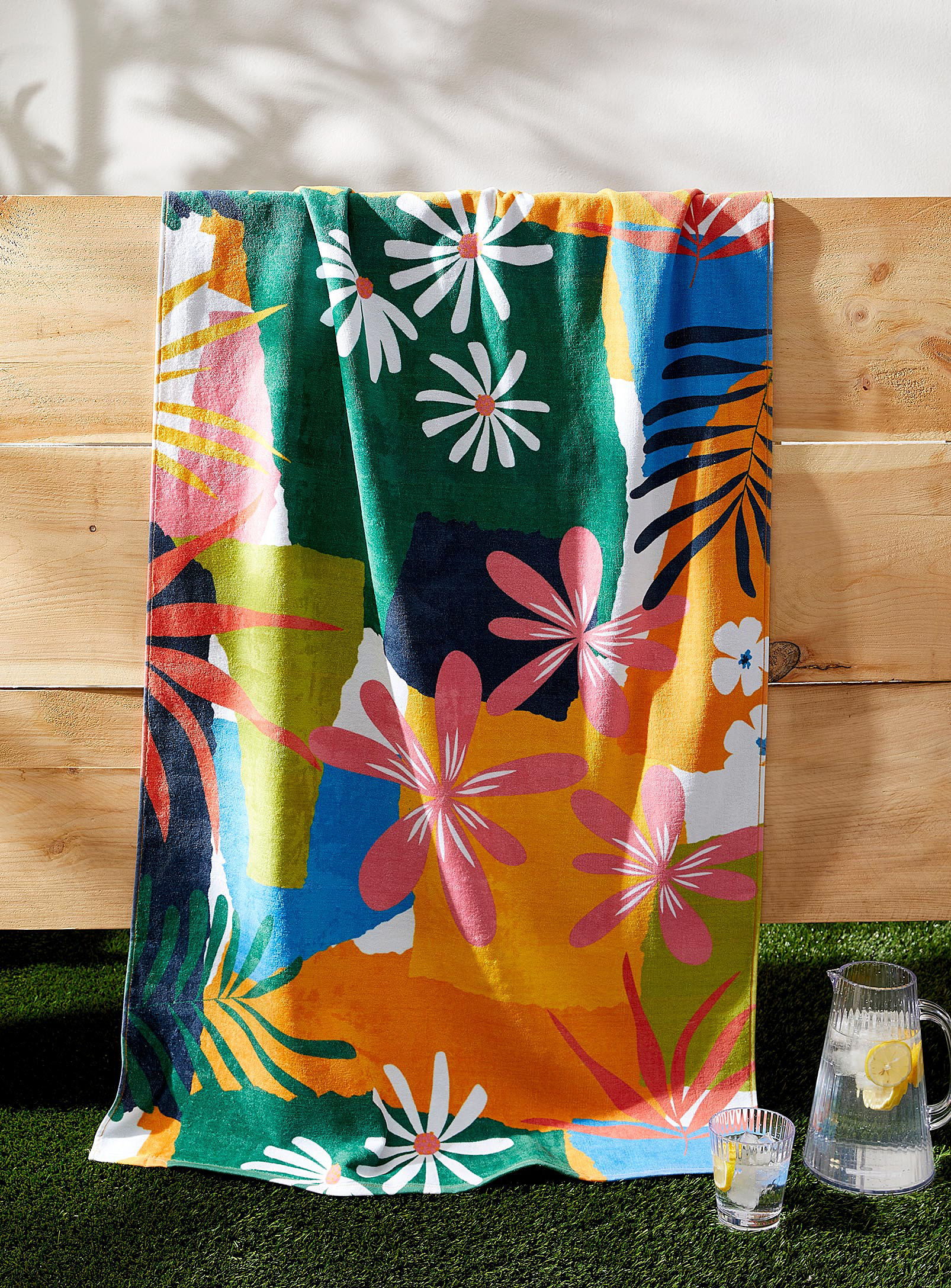 Simons Maison Floral Collage Beach Towel 84 X 160 Cm In Multi