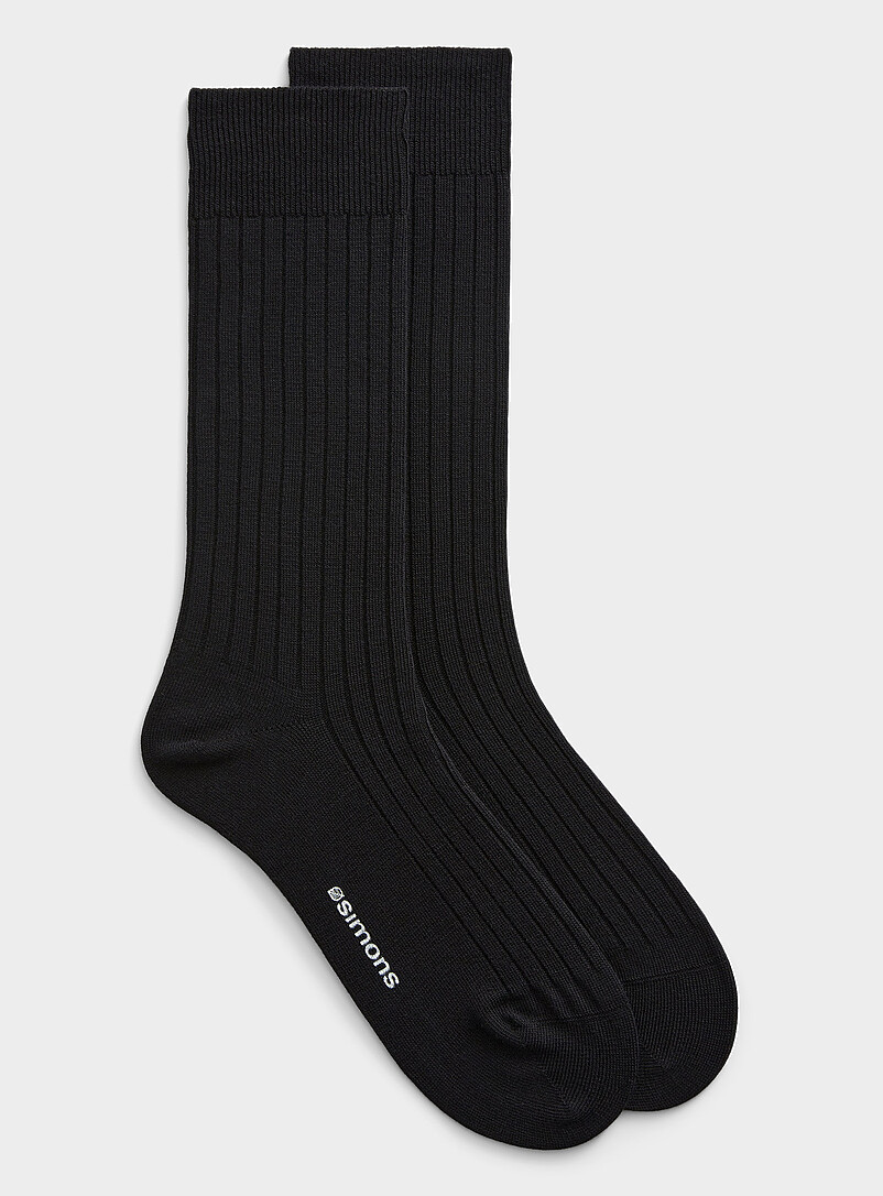 Le 31 Burgundy Finely ribbed organic cotton dress socks for men