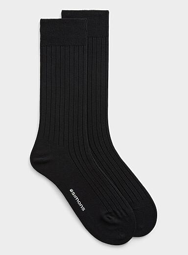 Finely ribbed organic cotton dress socks