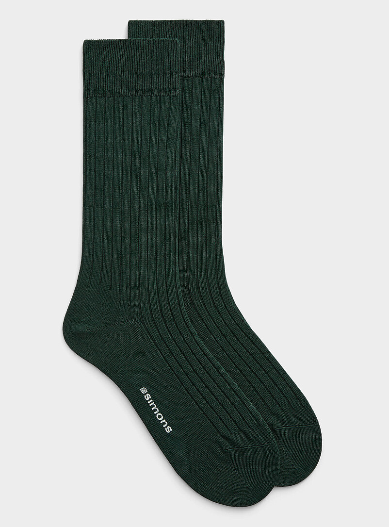 Le 31 Burgundy Finely ribbed organic cotton dress socks for men