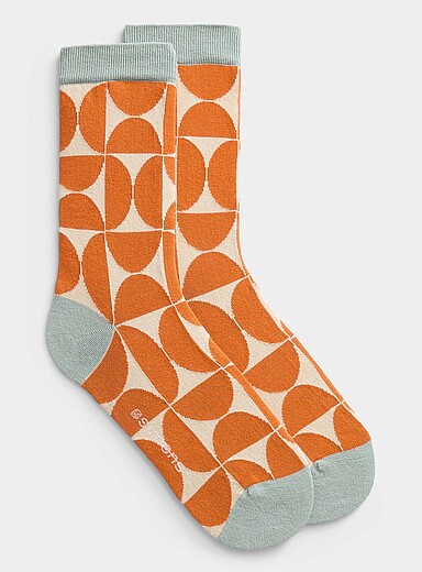 Contrast geometry socks