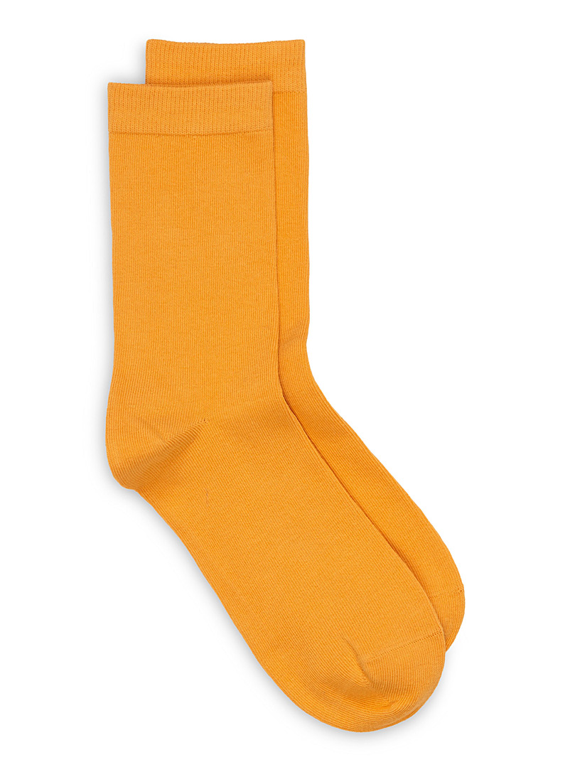 Simons Golden Yellow Solid basic socks for women