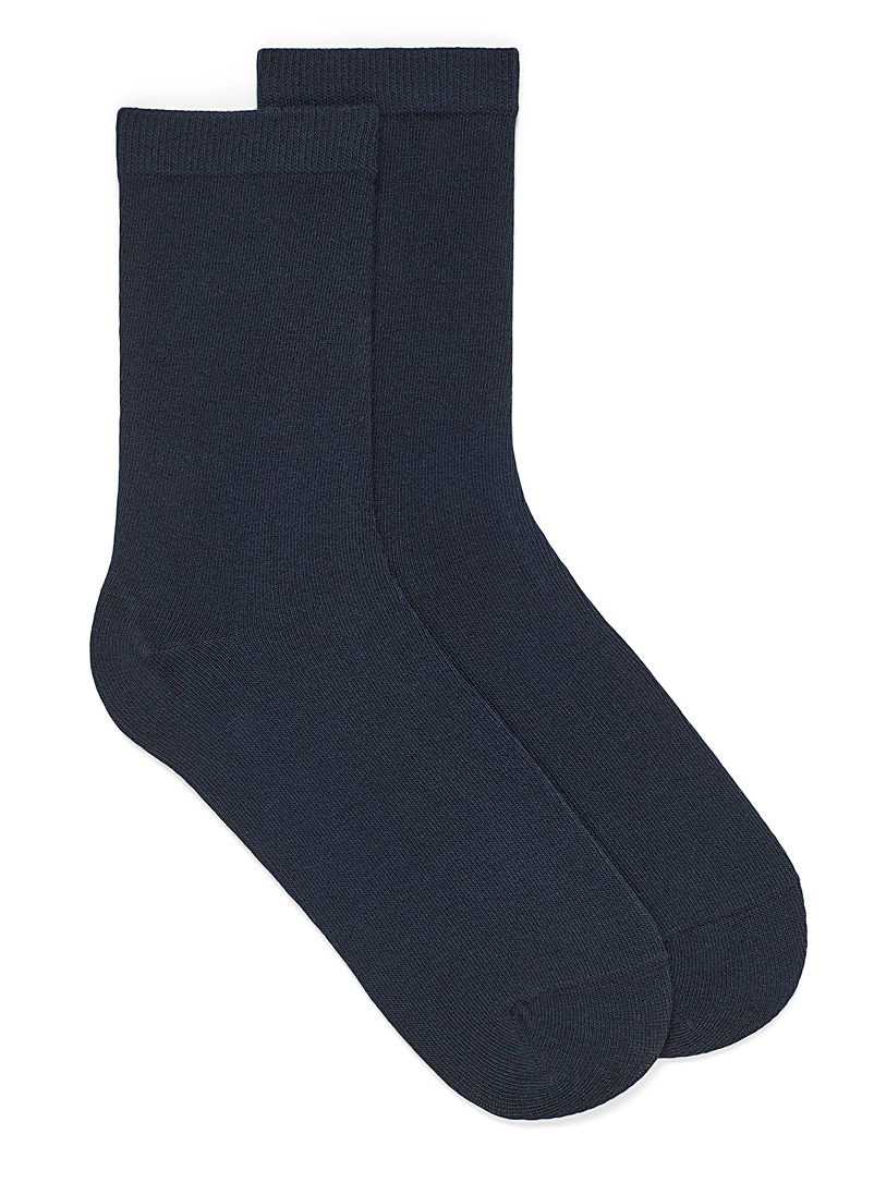 Simons Marine Blue Solid organic cotton socks for women
