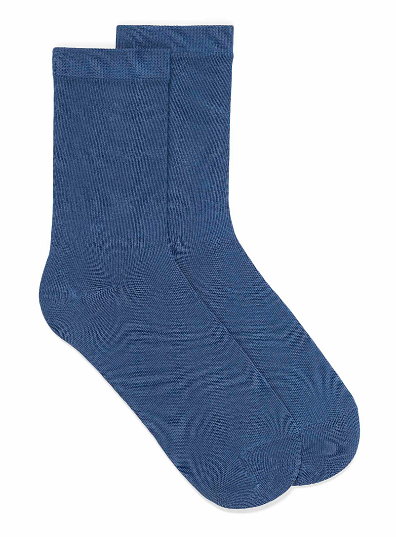Simons: La chaussette unie coton bio Bleu moyen-ardoise pour femme