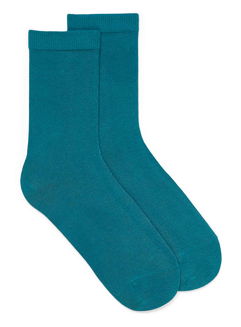 Simons: La chaussette unie coton bio Sarcelle-turquoise-aqua pour femme