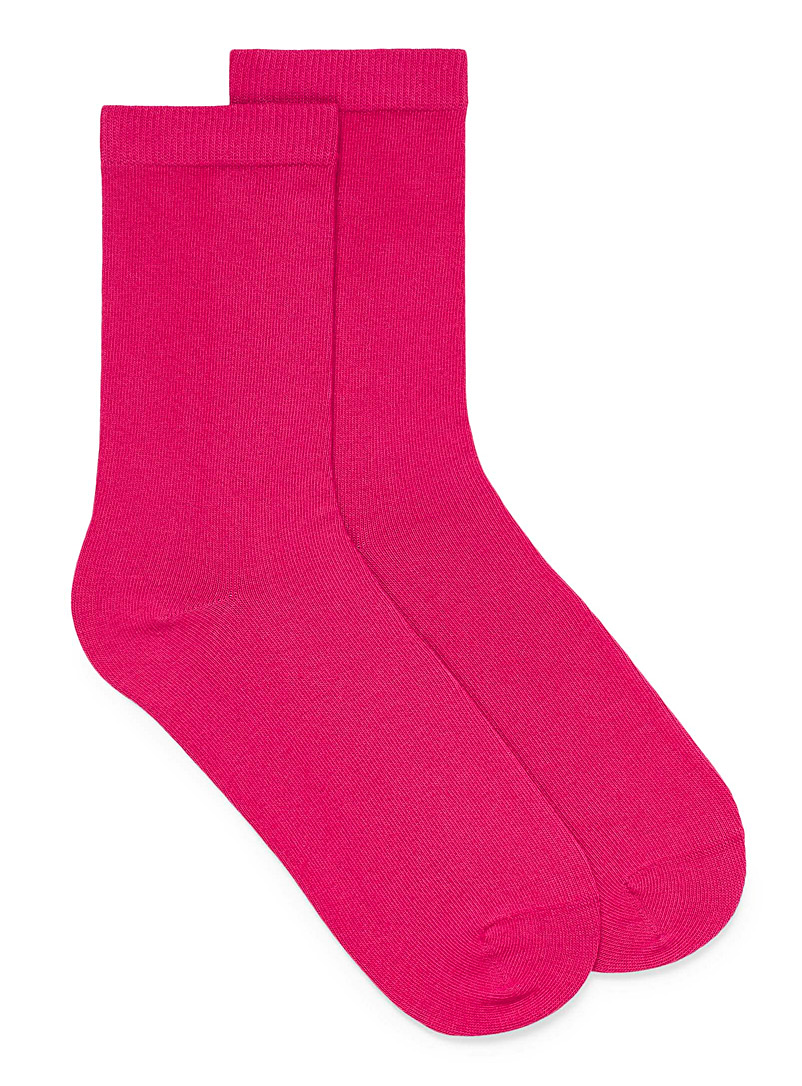 Simons Medium Pink Solid organic cotton socks for women