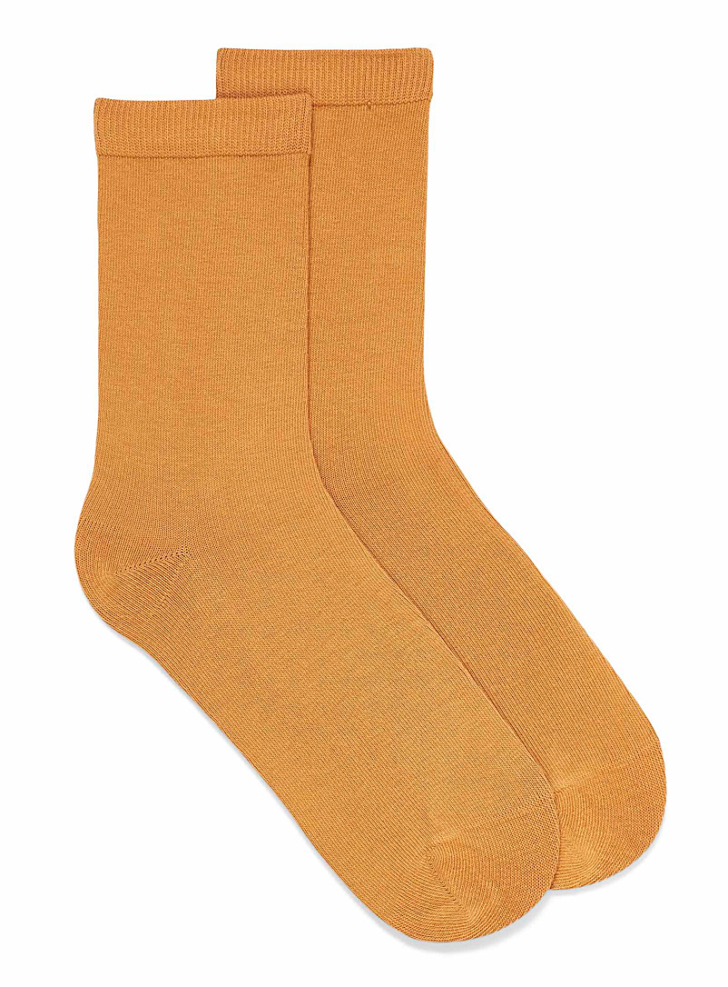 Simons Light Yellow Solid organic cotton socks for women