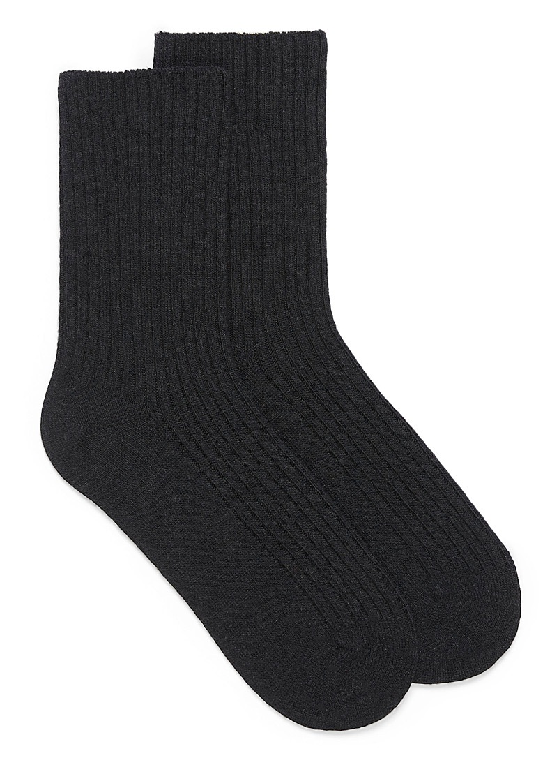 Simons Black Essential knit ankle socks for women