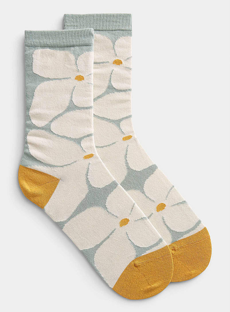 Simons Mint/Pistachio Green Giant flower sock for women