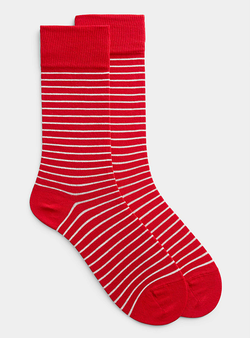 Le 31: La chaussette coton bio rayures binaires Rouge à motifs pour homme