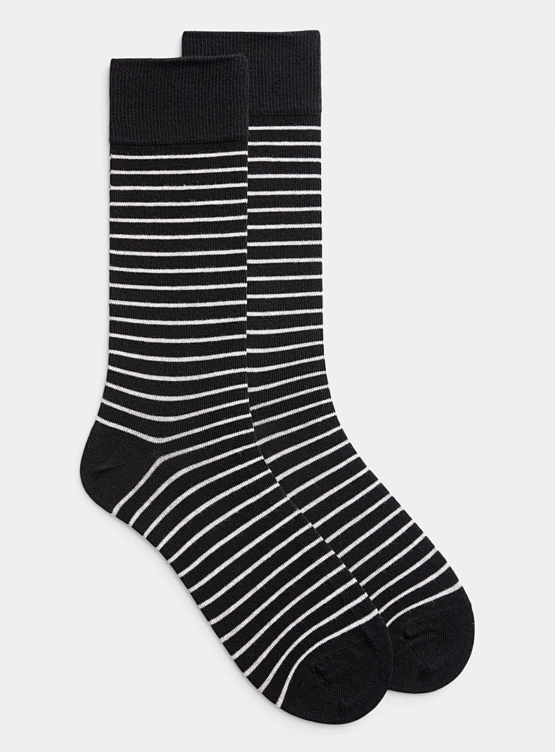 Le 31: La chaussette coton bio rayures binaires Noir à motifs pour homme