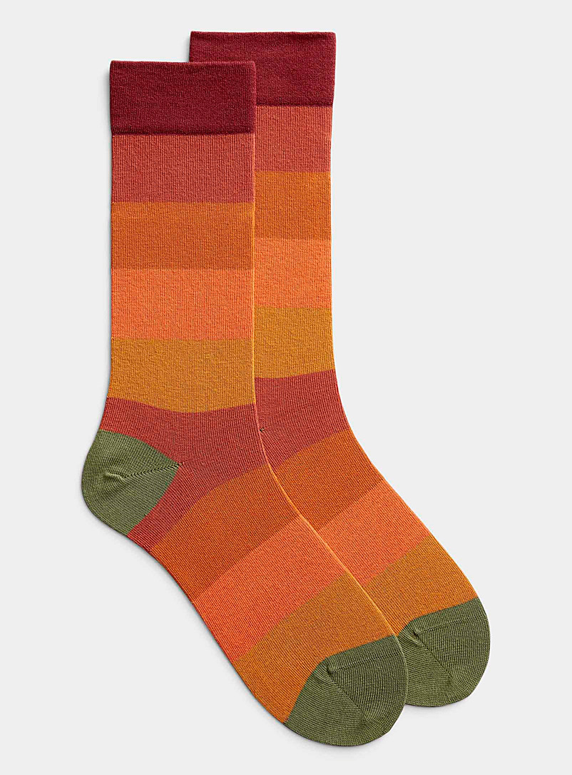 Le 31 Patterned Orange Blue hue sock for men