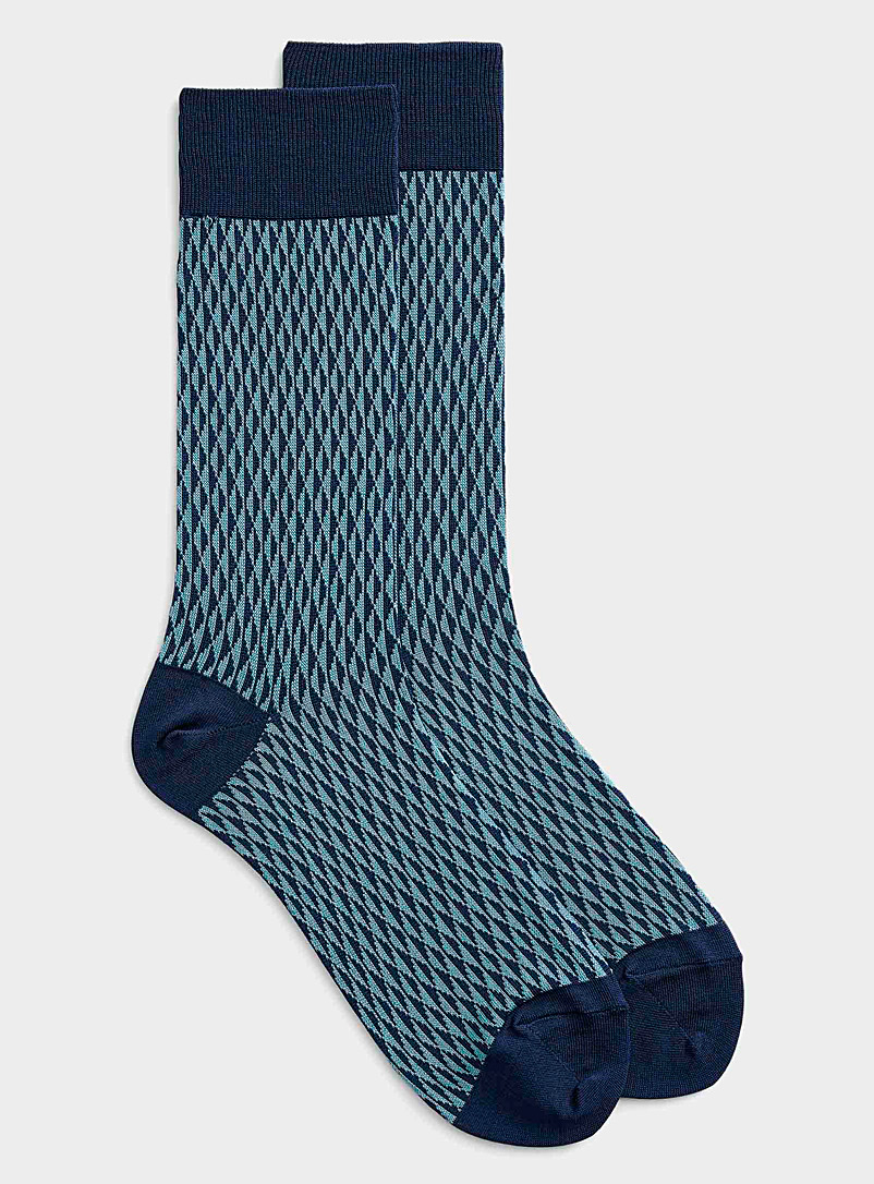 Le 31 Assorted blue  Diamond mosaic sock for men