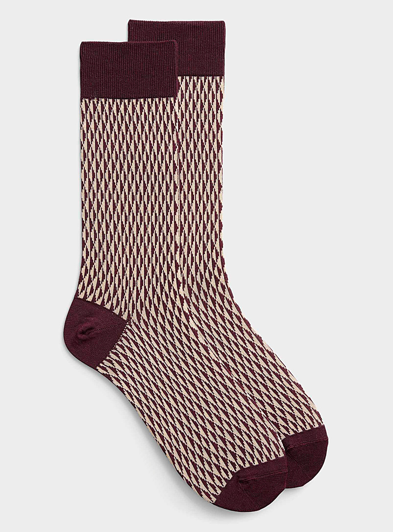 Le 31 Ruby Red Diamond mosaic sock for men