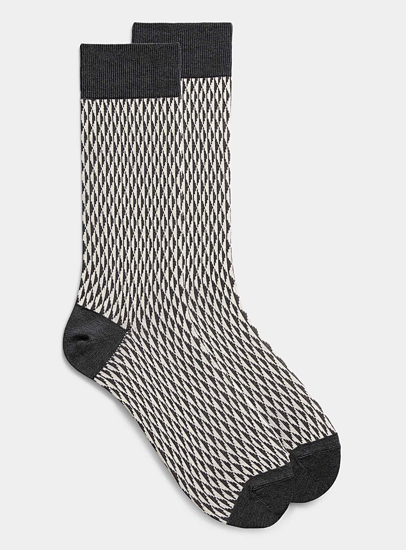 Le 31 Patterned Black Diamond mosaic sock for men