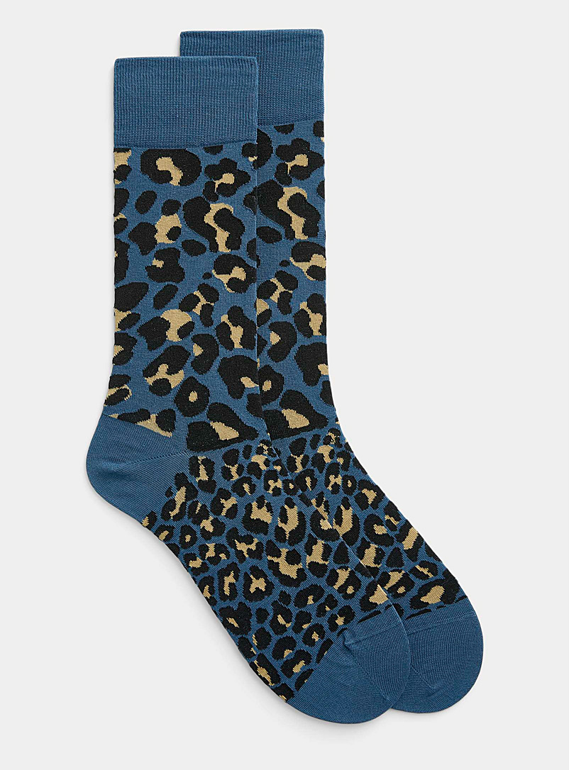 Le 31: La chaussette motif léopard Bleu à motifs pour homme