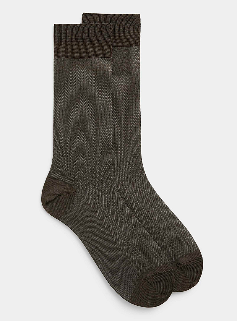 Le 31 Dark Brown Organic cotton mini-chevron sock for men