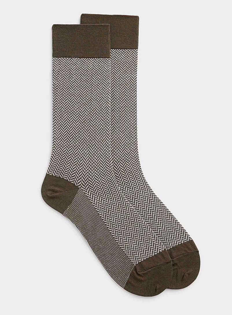 Le 31 Assorted green  Colour-accent herringbone sock for men
