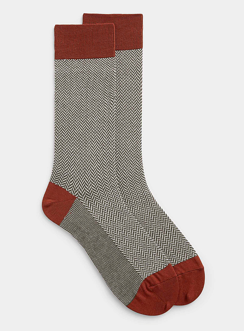 Le 31 Assorted red Colour-accent herringbone sock for men