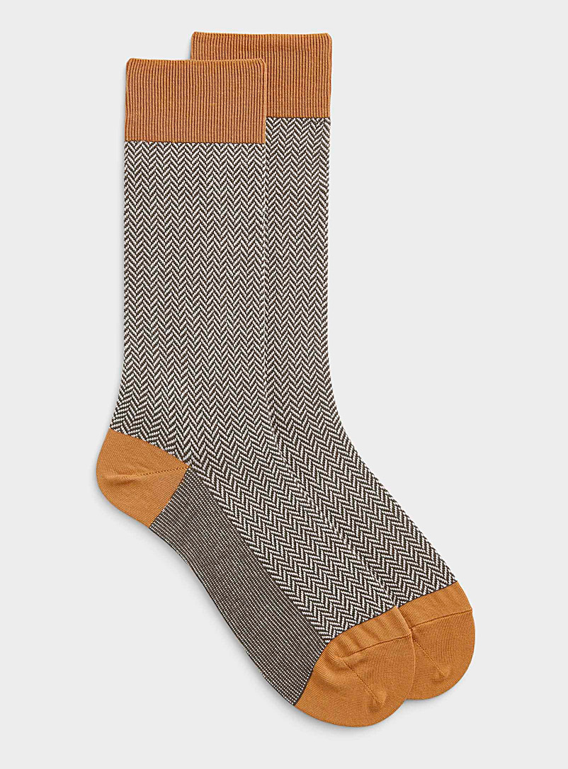 Le 31 Assorted yellow  Colour-accent herringbone sock for men
