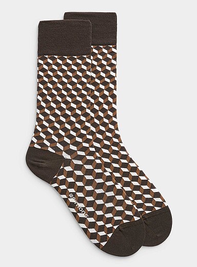 Cubes organic-cotton-blend socks
