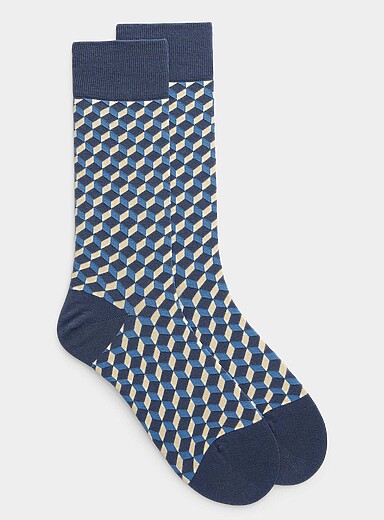 La chaussette m&eacute;lange de coton bio cubes