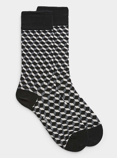 La chaussette m&eacute;lange de coton bio cubes