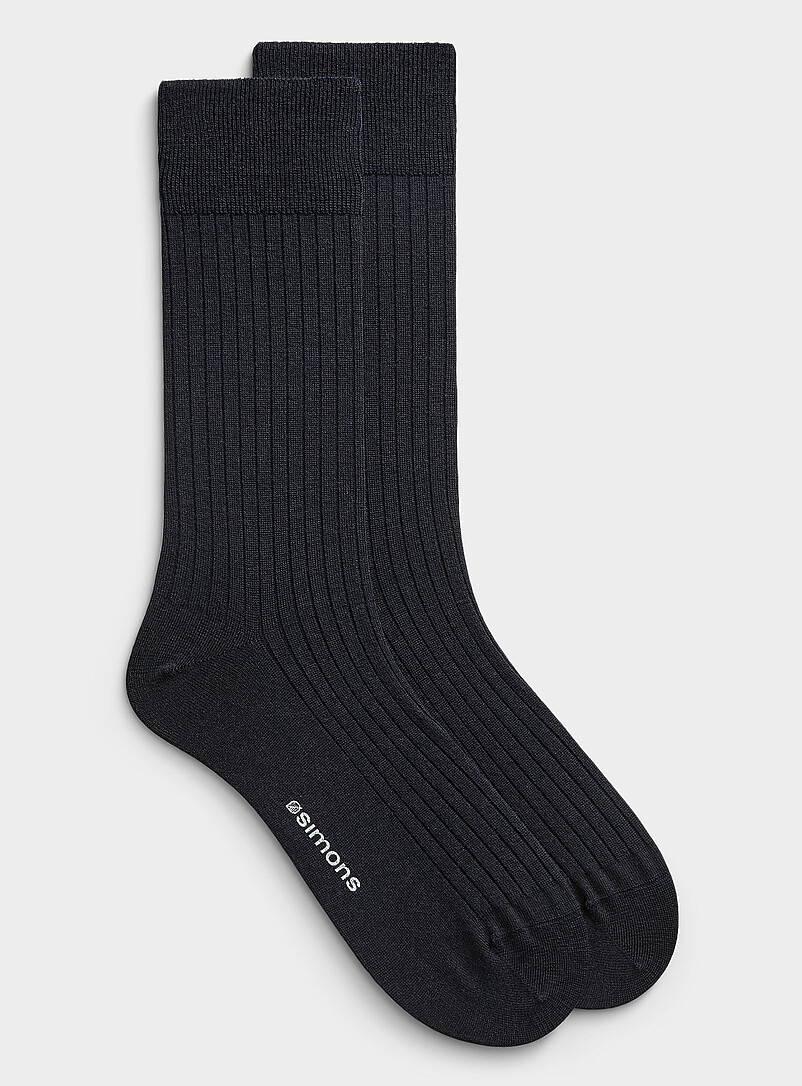Le 31 Red Finely-ribbed wool dress socks for men