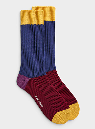 La chaussette c&ocirc;tel&eacute;e blocs de couleurs