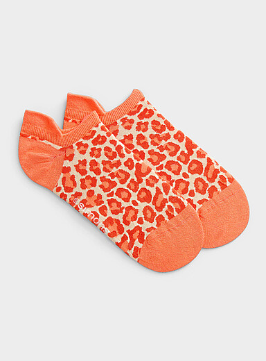 Simons Brown Leopard ped socks for women