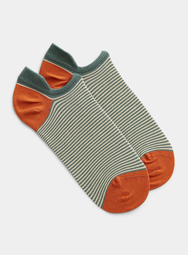 Simons Green Pinstripe ankle sock for women