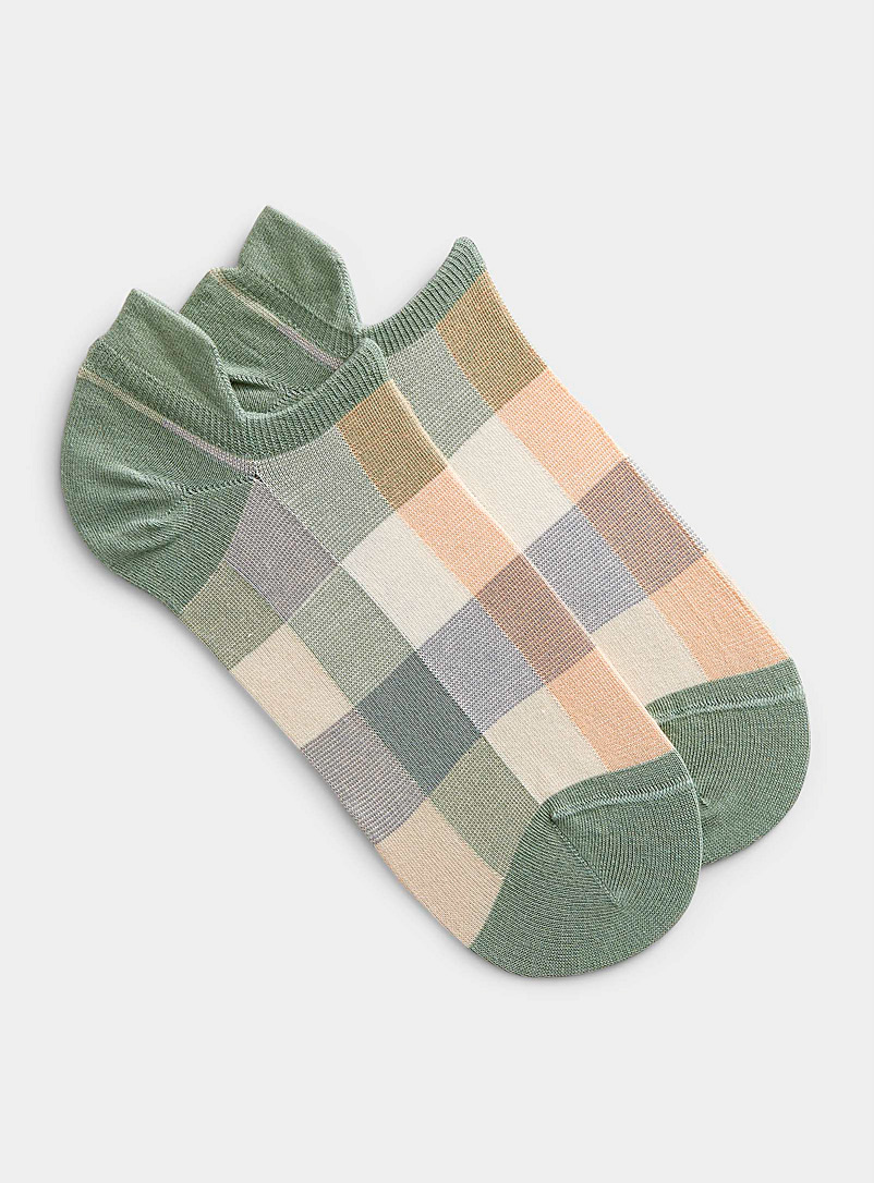 Simons Green Colourful check ankle sock for women