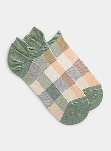 Colourful check ankle sock