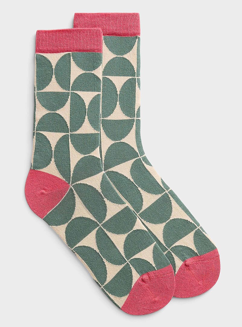 Contrast Geometry Socks