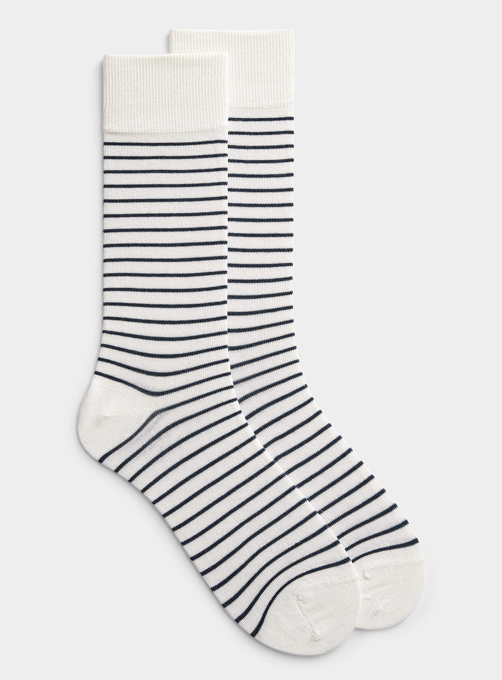 Le 31 Twin-stripe Organic Cotton Sock In Patterned Ecru