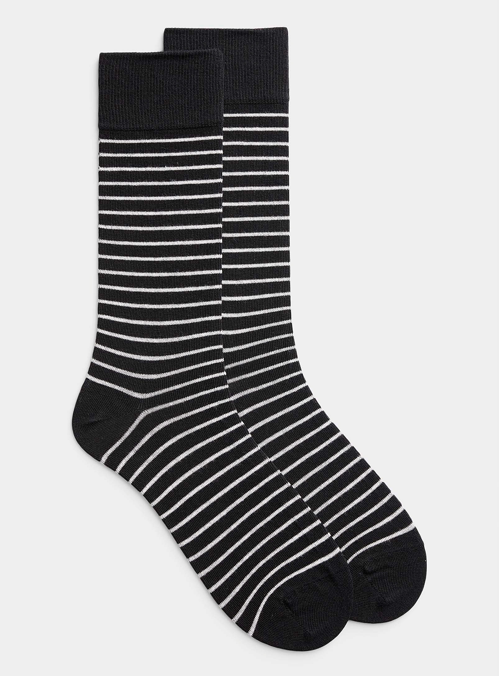 Le 31 Twin-stripe Organic Cotton Sock In Patterned Black