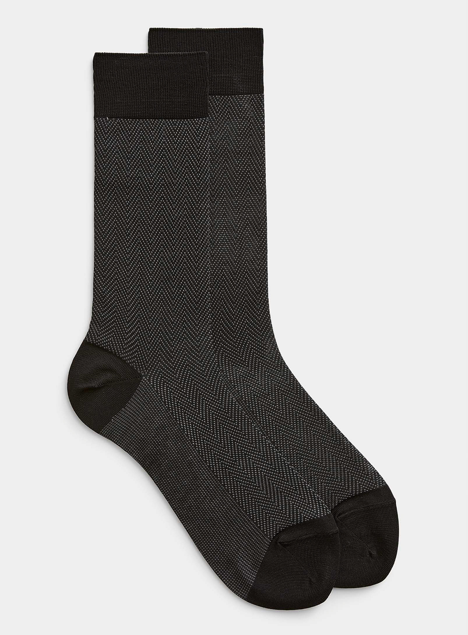 Le 31 Organic Cotton Mini-chevron Sock In Black