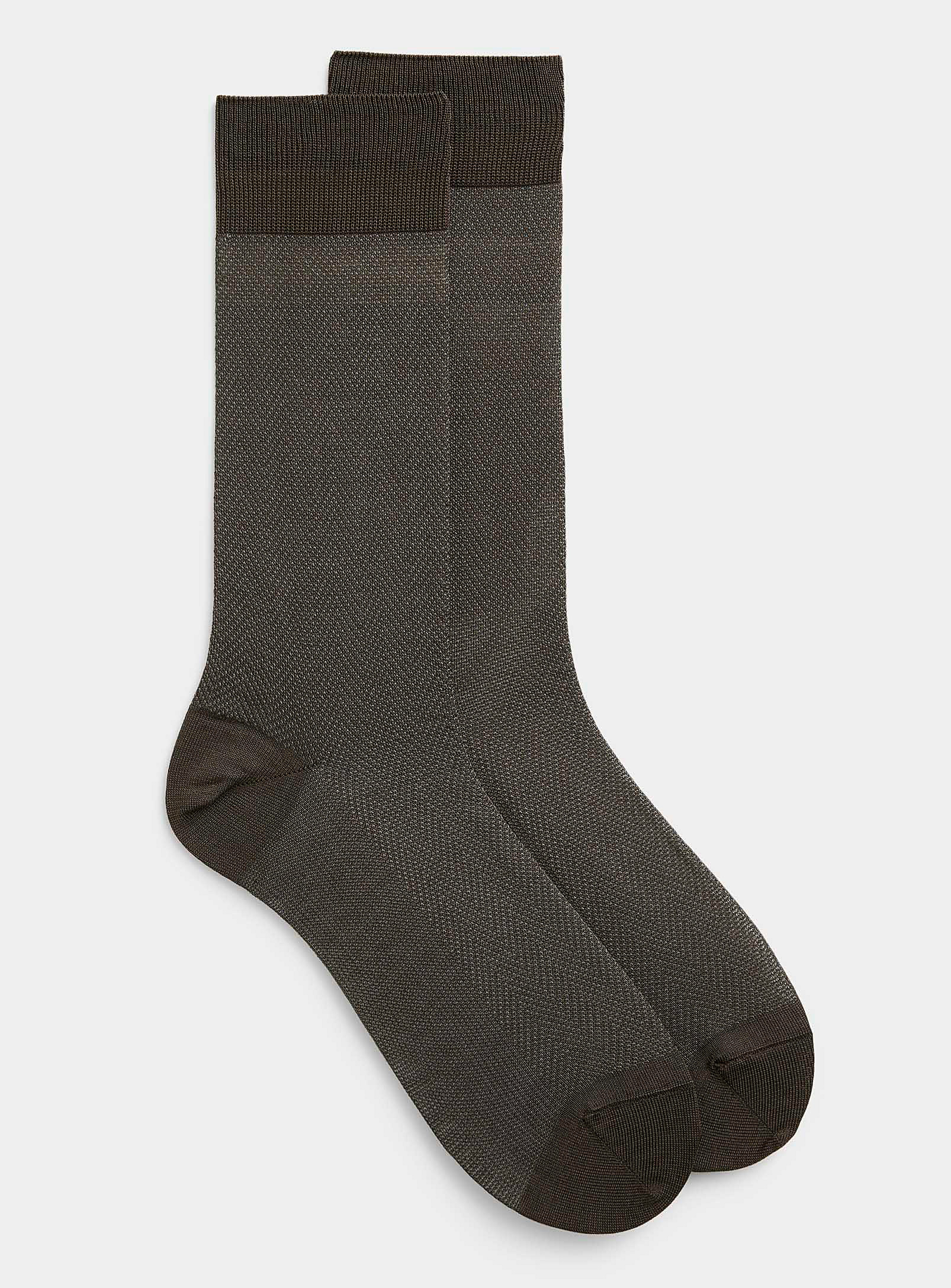 Le 31 Organic Cotton Mini-chevron Sock In Dark Brown