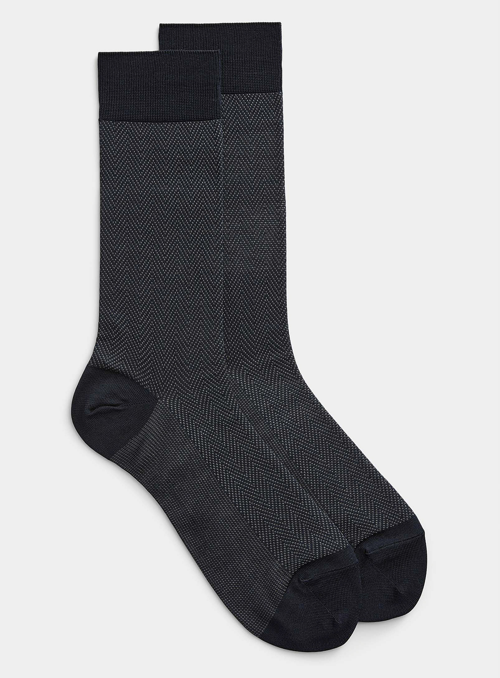 Le 31 Organic Cotton Mini-chevron Sock In Marine Blue