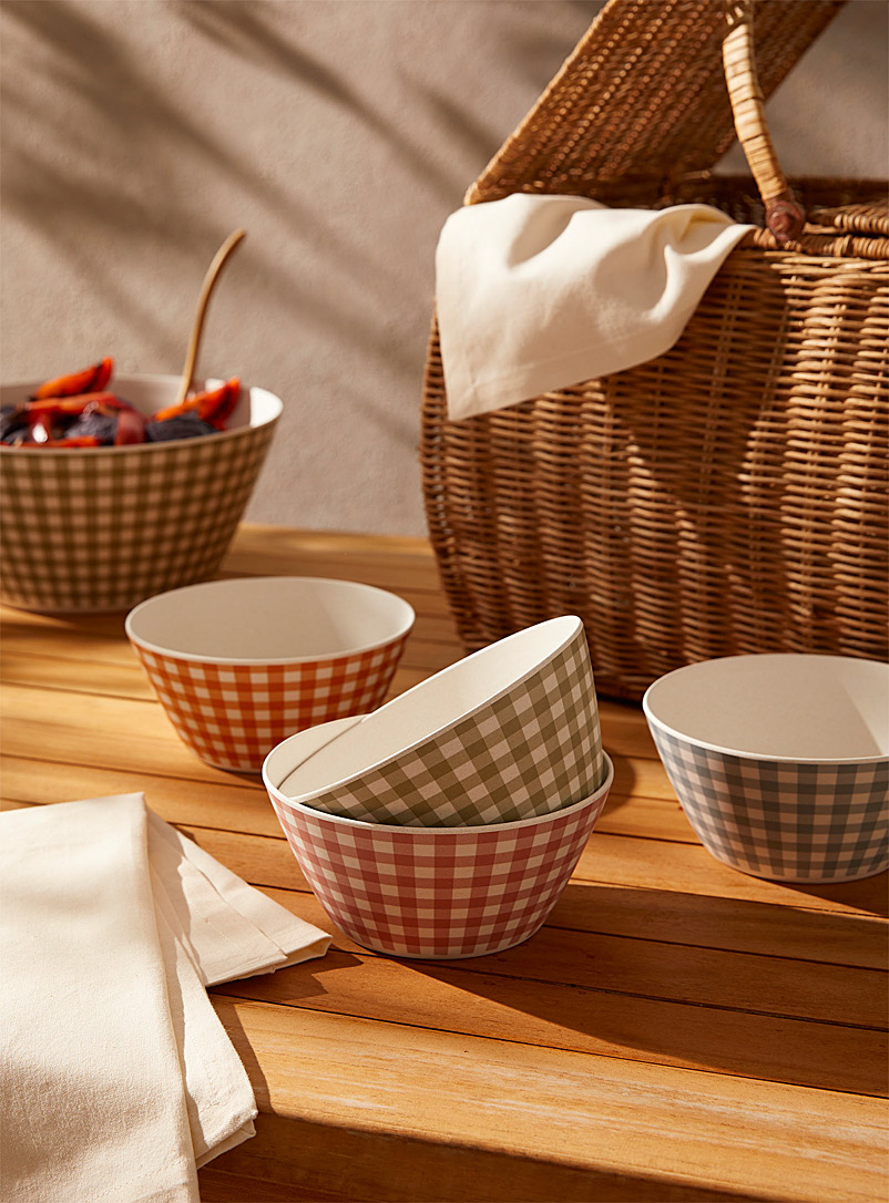 Simons Maison Assorted Small colourful gingham check bowls Set of 4