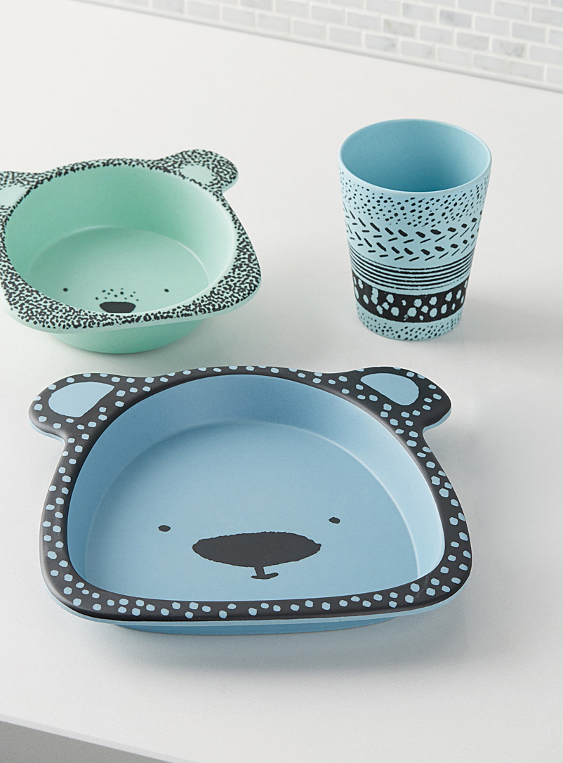 Simons Maison: La vaisselle des petits ourson bleu Ensemble 3 pièces Bleu