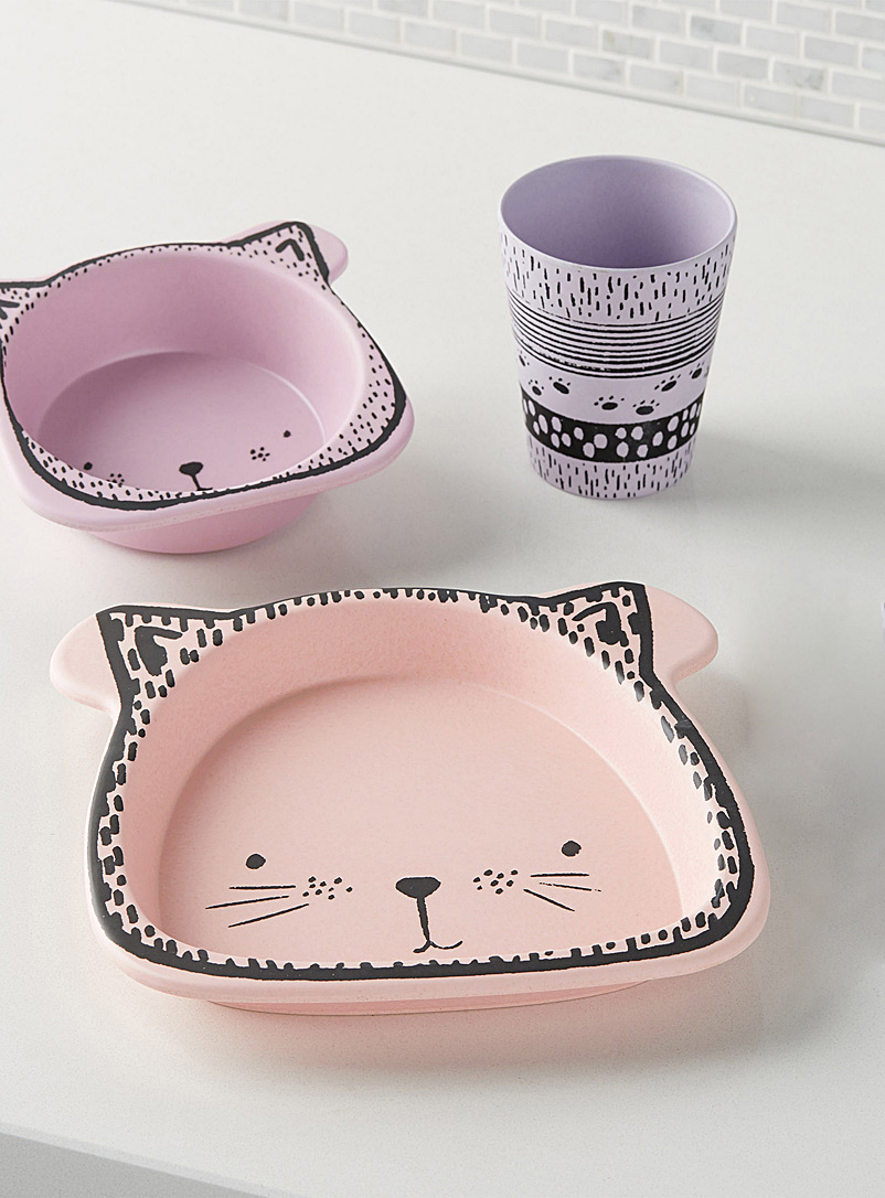 Simons Maison: La vaisselle des petits chaton rose Ensemble 3 pièces Rose